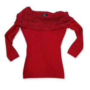 2000s whimsigoth dark red off the shoulder sweater IZ Buyer size Large